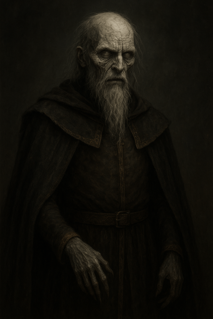 Il vero aspetto di Onofererne, il creatore della Lingua Magica, ai tempi di Geshwa Olers, quando ormai ha più di seimila anni. Appare in questo modo nel settimo volume di Storia di Geshwa Olers, di Fabrizio Valenza: "Il sole sulle bianche torri".